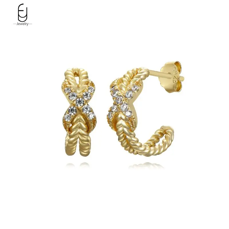 925 Sterling Silver Needle Fashion C Shape Stud Earrings For Women Cross Crystal Piercing Earring Luxury Jewelry Pendientes
925 Sterling Silver Needle Fashion C Shape Stud Earrings For Women Cross Crystal Piercing Earring Luxury Jewelry Pendientes