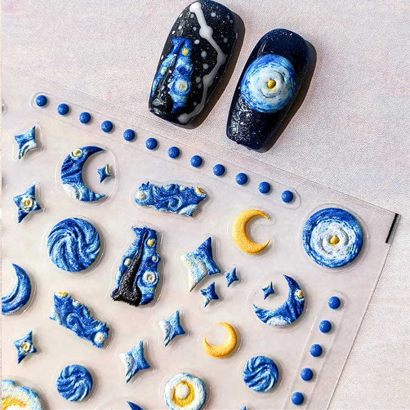 Starlit Sky Star Moon Oil Painting Colour Abstract Planet High Saturation Self Adhesive Nail Art Stickers Dreamy Manicure Decals
Starlit Sky Star Moon Oil Painting Colour Abstract Planet High Saturation Self Adhesive Nail Art Stickers Dreamy Manicure Decals