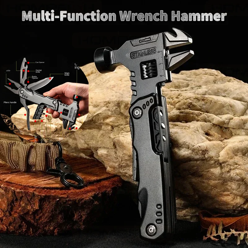 Wrench Hammer Combination Universal Folding Pliers Tool Wrench Car Multi functional EDC Tool Knife Pliers
Wrench Hammer Combination Universal Folding Pliers Tool Wrench Car Multi functional EDC Tool Knife Pliers