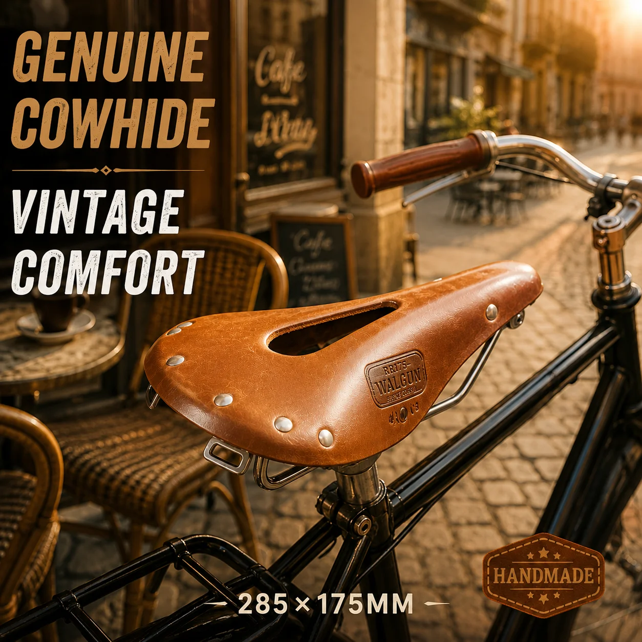 Vintage Leather Bicycle Saddle Genuine Cowhide Hollow Comfort Bike Seat 285x175mm Retro Road City Cruiser Ebike WALGUN RR175
Vintage Leather Bicycle Saddle Genuine Cowhide Hollow Comfort Bike Seat 285x175mm Retro Road City Cruiser Ebike WALGUN RR175