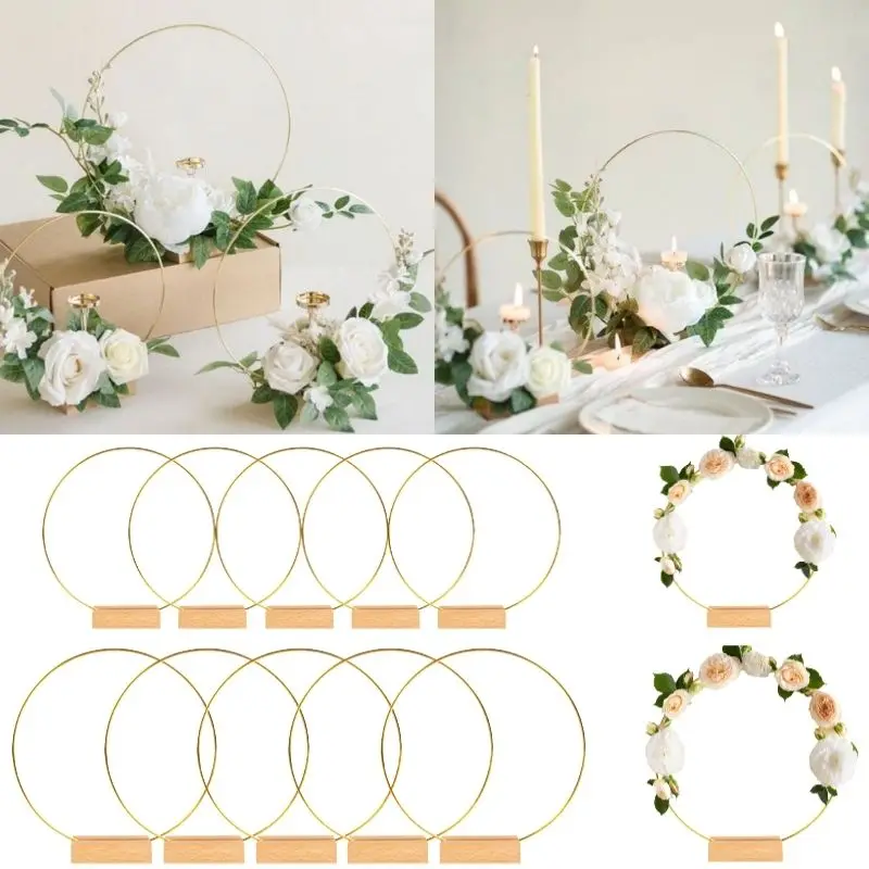 5pcs Artificial Flower Wreath Metal Ring with Wooden base for DIY Birthday Party Wedding Decor Garland Plant Table Decorations
5pcs Artificial Flower Wreath Metal Ring with Wooden base for DIY Birthday Party Wedding Decor Garland Plant Table Decorations