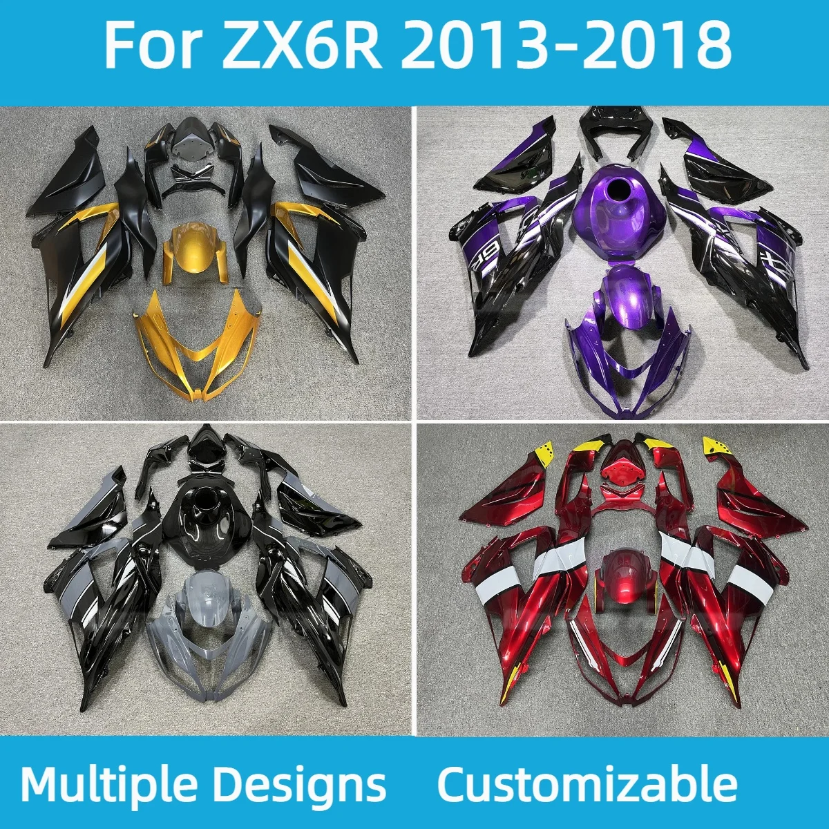 Аксессуары для мотоциклов, обтекатели ZX 6R 2013-2018, комплект обтекателей, бесплатный индивидуальный комплект для инъекций для Kawasaki ZX6R 13-18
Аксессуары для мотоциклов, обтекатели ZX 6R 2013-2018, комплект обтекателей, бесплатный индивидуальный комплект для инъекций для Kawasaki ZX6R 13-18