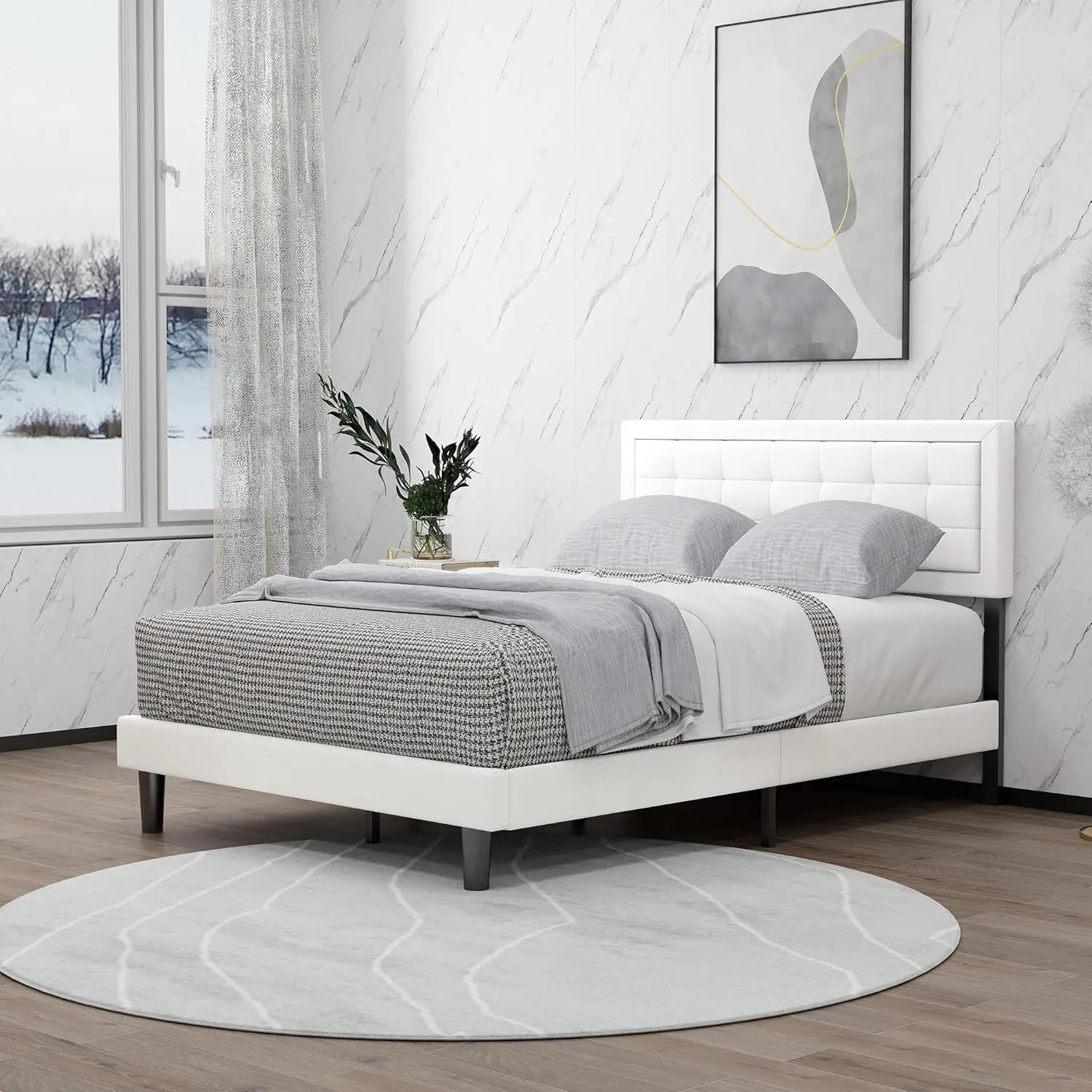 Full Size Bed Frame Linen Upholstered Platform With Adjustable Headboard Wood Slats Support No Box Spring Needed Easy Assembly
Full Size Bed Frame Linen Upholstered Platform With Adjustable Headboard Wood Slats Support No Box Spring Needed Easy Assembly