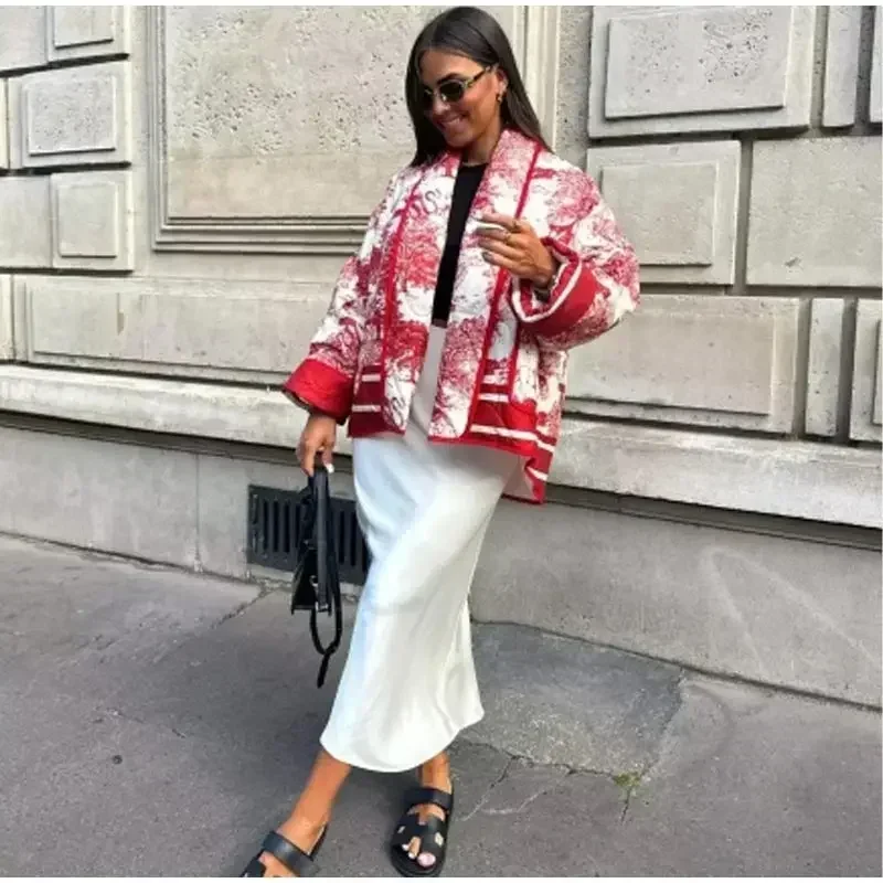 Fashion Without Placket Padded Collar Women Jackets Casual Long Sleeved Printed Cotton Coats Female Autumn Winter Warm Outerwear
Fashion Without Placket Padded Collar Women Jackets Casual Long Sleeved Printed Cotton Coats Female Autumn Winter Warm Outerwear