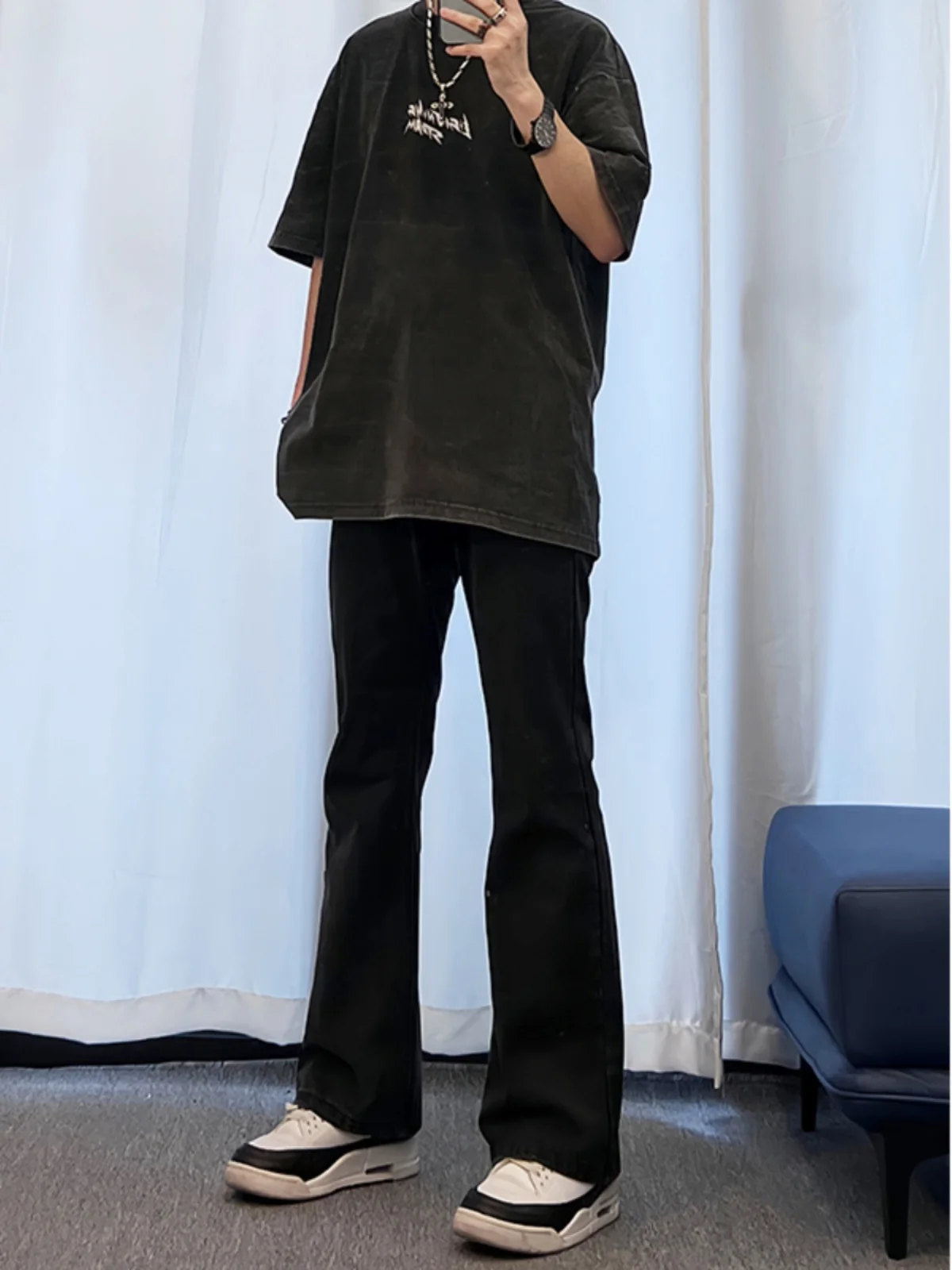 Pure Bla Slim Fit Micro Flare Denim Jeans Men's Sli High Waist Vintage American Street Long Pants Autumn Faion
Pure Bla Slim Fit Micro Flare Denim Jeans Men's Sli High Waist Vintage American Street Long Pants Autumn Faion