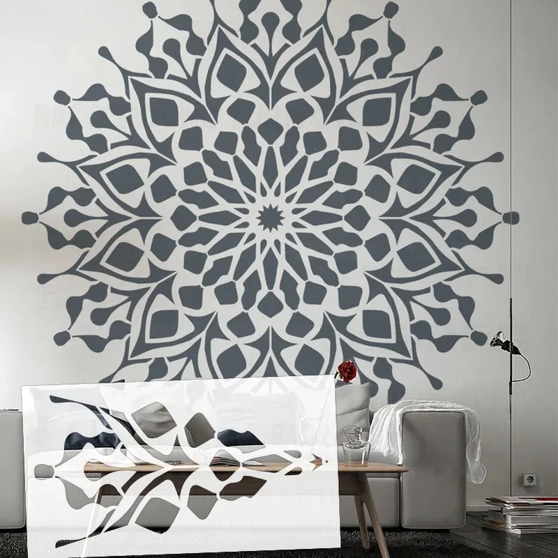 Гигантский круглый цветок настенный трафарет 120-160 см многоразовый большой шаблон для настенных фресок и декоративной мебели
Гигантский круглый цветок настенный трафарет 120-160 см многоразовый большой шаблон для настенных фресок и декоративной мебели