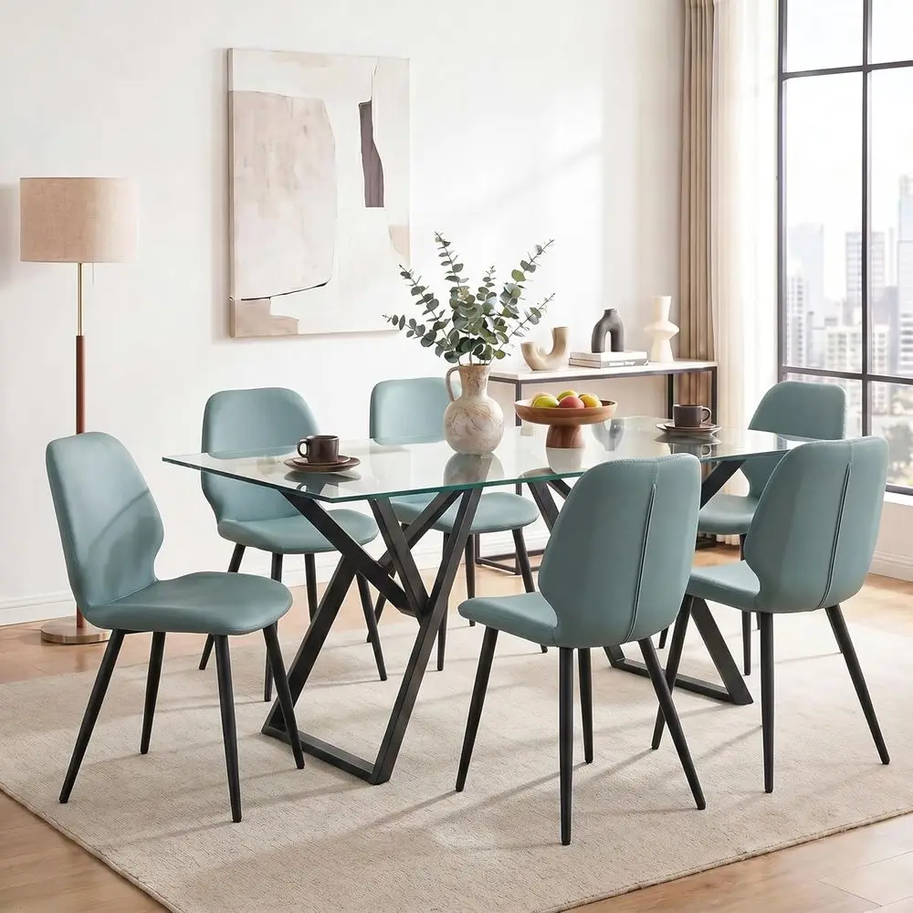 Mid-Century Modern Upholstered Dining Chairs Set of 6 with Metal Legs, Adjustable Height, Green Comfortable Seats for Kitchen or
Mid-Century Modern Upholstered Dining Chairs Set of 6 with Metal Legs, Adjustable Height, Green Comfortable Seats for Kitchen or