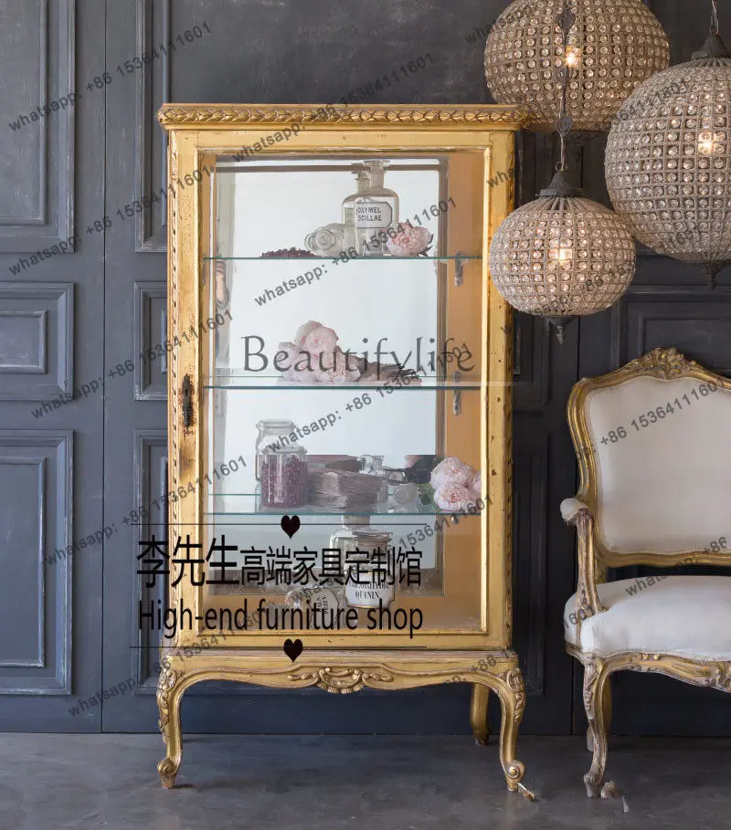 European carved solid wood wine cabinet, French simple gold high-end side cabinet
European carved solid wood wine cabinet, French simple gold high-end side cabinet