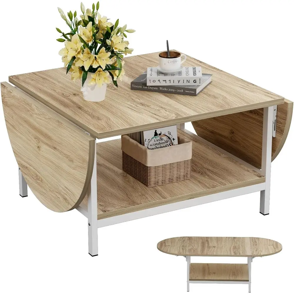 White 2-Tier Coffee Table with Storage - Extendable Living Room Furniture for Small or Large Spaces, Oak Finish
White 2-Tier Coffee Table with Storage - Extendable Living Room Furniture for Small or Large Spaces, Oak Finish