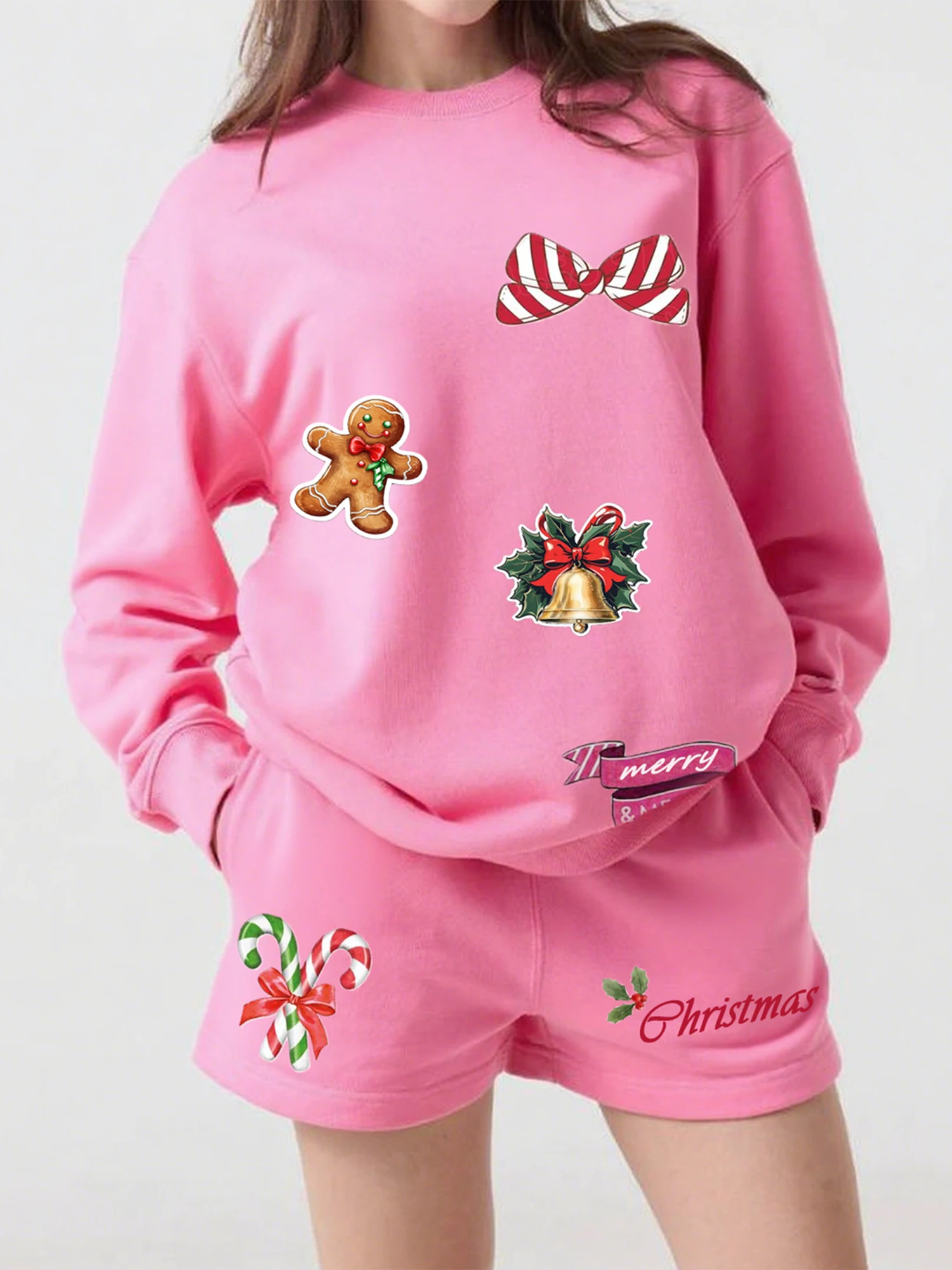 Women s Cozy Christmas Lounge Set with Stylish Print Crew Neck Long Sleeve Sweatshirt and Comfy Shorts for a Relaxing Holiday
Women s Cozy Christmas Lounge Set with Stylish Print Crew Neck Long Sleeve Sweatshirt and Comfy Shorts for a Relaxing Holiday