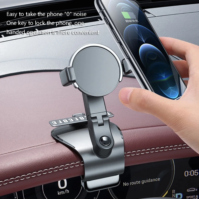 Car Phone Holder Rotate Mount Hands Easy Clamp Dashboard Clip with Parking Number Plate Fit for 6.5in Phone 
Car Phone Holder Rotate Mount Hands Easy Clamp Dashboard Clip with Parking Number Plate Fit for 6.5in Phone