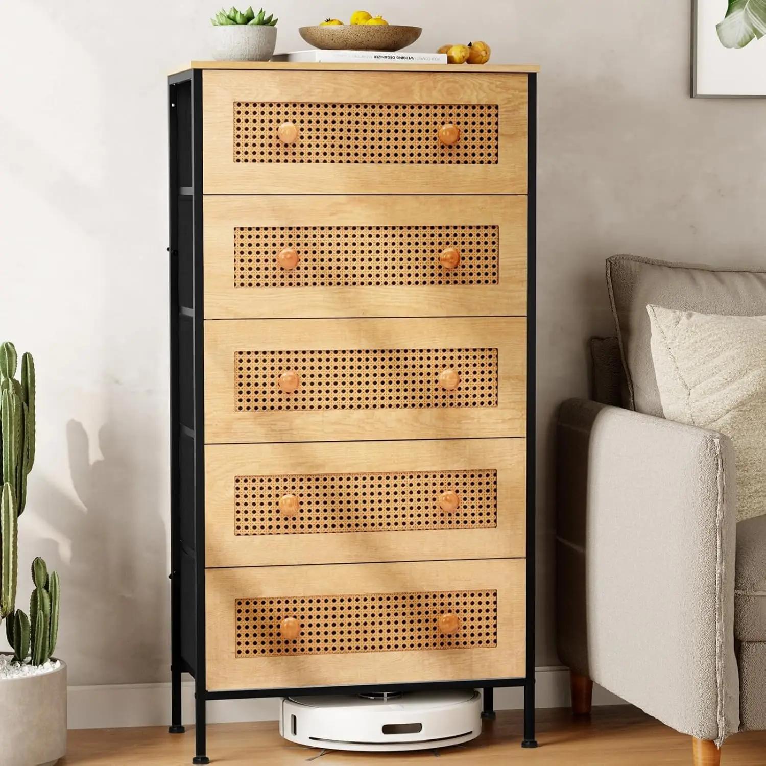 Rattan Dresser Storage Tower, Tall Fabric Dresser, Chests Of Drawers, Wood Top - Organizer Unit For Bedroom, Hallway, Entryway,
Rattan Dresser Storage Tower, Tall Fabric Dresser, Chests Of Drawers, Wood Top - Organizer Unit For Bedroom, Hallway, Entryway,