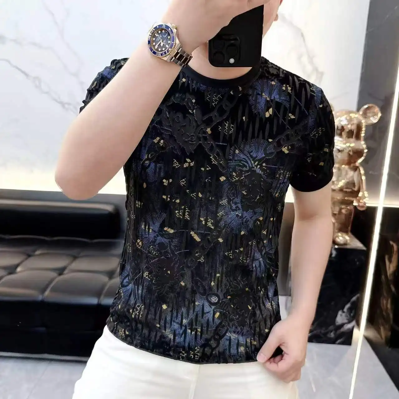 2026 model summer men's casual ice-feeling breathable fashionable round-neck open-weave jacquard short-sleeved T-shirt POLO shir
2026 model summer men's casual ice-feeling breathable fashionable round-neck open-weave jacquard short-sleeved T-shirt POLO shir