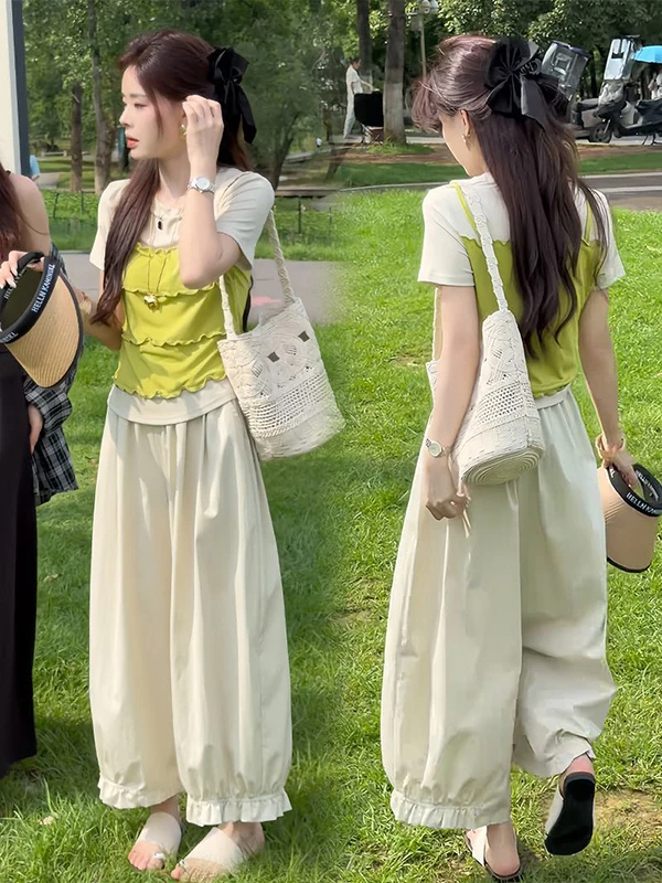 Slimming Fashionable Summer 2026 Women's round Neck Short Sleeve T-Shirt Casual Wide Leg Pants Two-Piece Set High Waist
Slimming Fashionable Summer 2026 Women's round Neck Short Sleeve T-Shirt Casual Wide Leg Pants Two-Piece Set High Waist