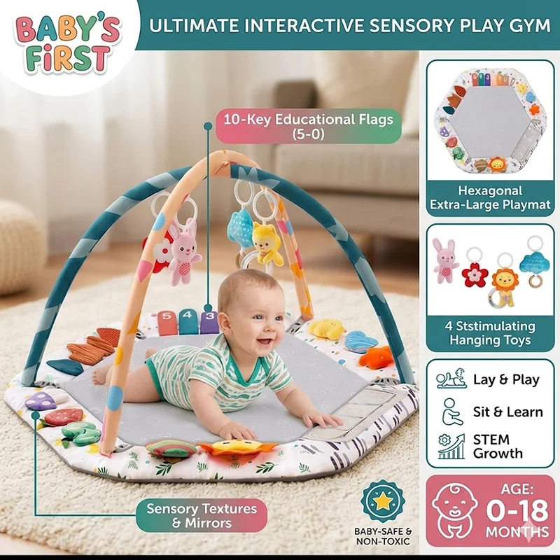 Thickened Baby Activity Gym 110cm Extra Large Play Mat with Number Flags & Sensory Toys Soft Tummy Time Floor Mat for Infants
Thickened Baby Activity Gym 110cm Extra Large Play Mat with Number Flags & Sensory Toys Soft Tummy Time Floor Mat for Infants