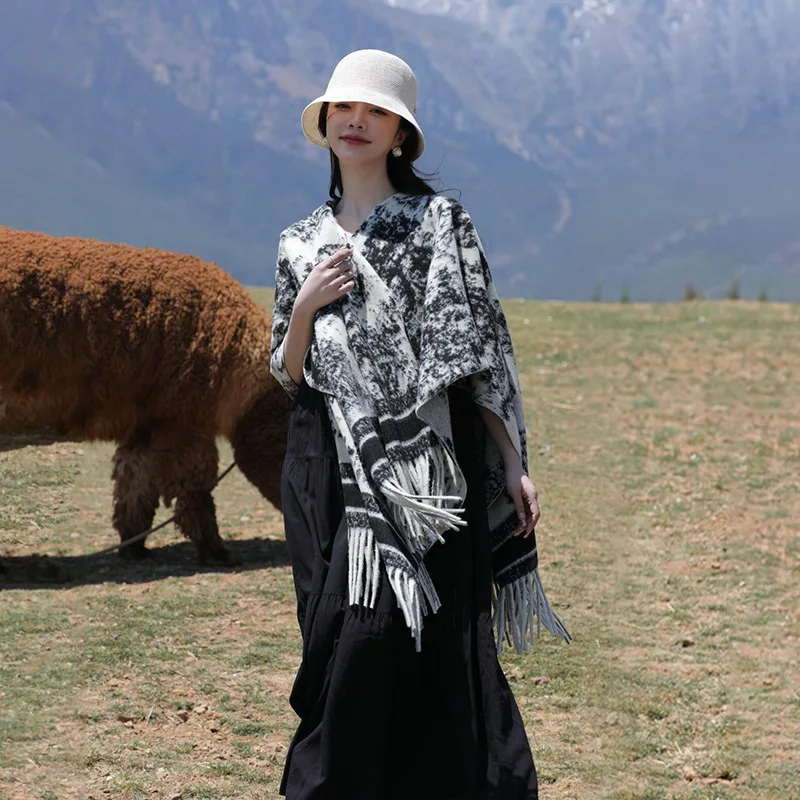 New Cape Poncho Shawl Women Large Cloak Wrap Warm Faux Cashmere Scarf for Travel Fashion
New Cape Poncho Shawl Women Large Cloak Wrap Warm Faux Cashmere Scarf for Travel Fashion