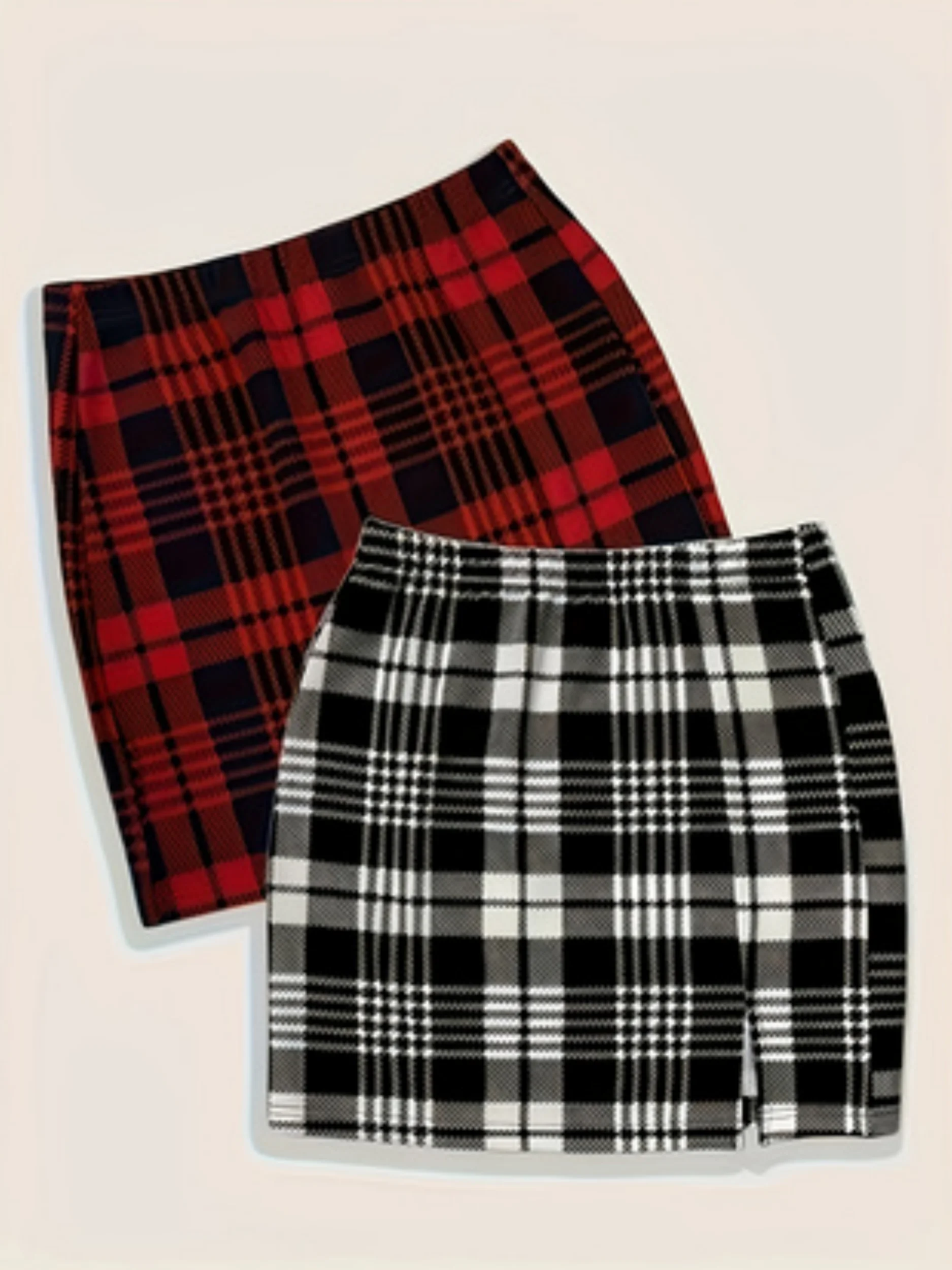 Women's fashionable new checked casual versatile women's large-sized mid-length skirt, two-piece set
Women's fashionable new checked casual versatile women's large-sized mid-length skirt, two-piece set