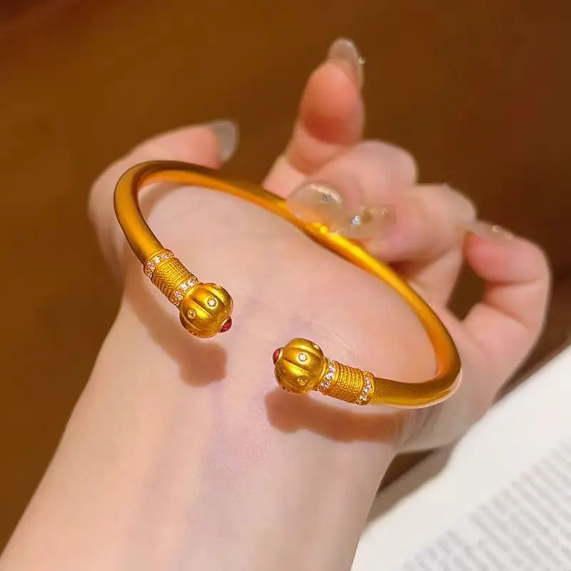 Genuine 18KT Yellow Gold Color Pumpkin Pearl Solid Open Bangle for Women Bride Jewelry Color Bracelet Wedding Birthday Gifts
Genuine 18KT Yellow Gold Color Pumpkin Pearl Solid Open Bangle for Women Bride Jewelry Color Bracelet Wedding Birthday Gifts
