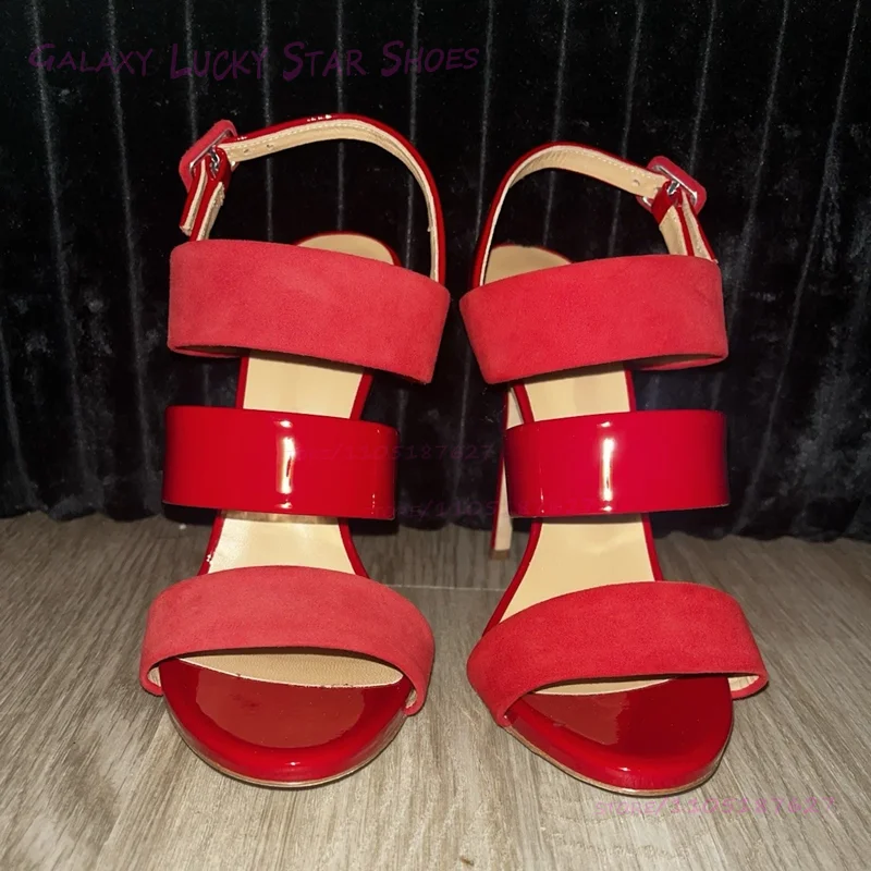 Red Patent Leather Gradient Strap Sandals Hollow Striped Fuchsia Stiletto Heels Round Open Ruffle Colorful Cute Girl Shoes Party
Red Patent Leather Gradient Strap Sandals Hollow Striped Fuchsia Stiletto Heels Round Open Ruffle Colorful Cute Girl Shoes Party