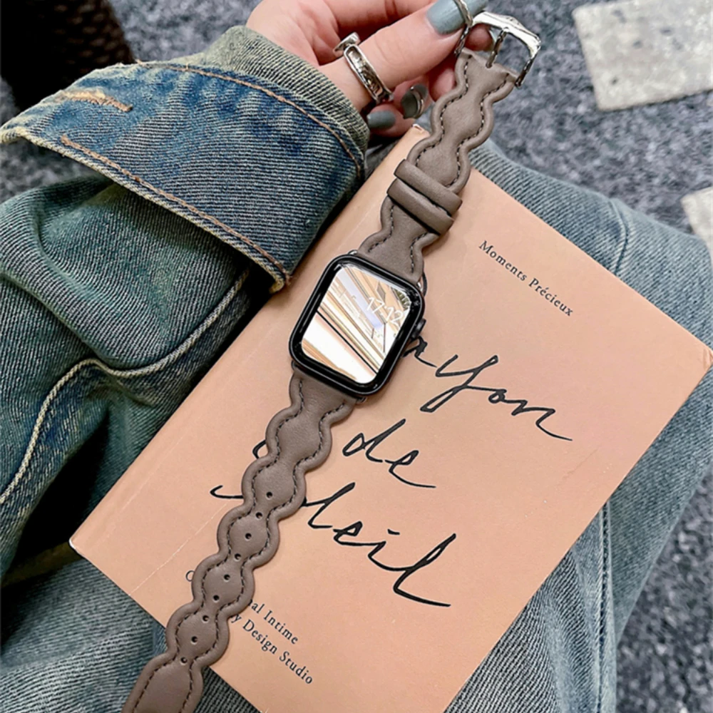 Cute Wave Design Bracelet Belt Genuine Leather Band For Apple Watch 41MM 42 38MM 44 40MM For iWatch 8 7 6 SE 5 4 3 45MM 49 Strap
Cute Wave Design Bracelet Belt Genuine Leather Band For Apple Watch 41MM 42 38MM 44 40MM For iWatch 8 7 6 SE 5 4 3 45MM 49 Strap