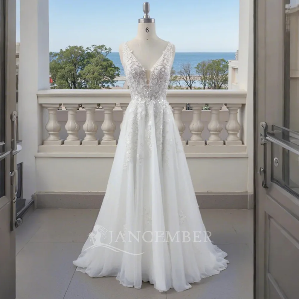 Customized Spaghetti Straps V Neck Wedding Dresses For Bride Lace Appliques A Line Long Bridal Dresses vestidos de novia boda
Customized Spaghetti Straps V Neck Wedding Dresses For Bride Lace Appliques A Line Long Bridal Dresses vestidos de novia boda