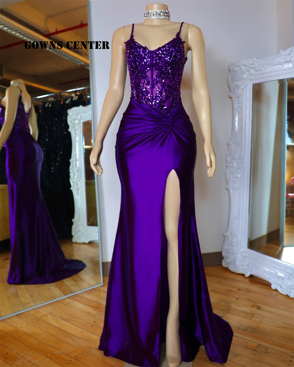 Purple Spaghetti Evening Dress Mermaid Middle East High Split Formal Party Dress African Chic Wedding Guest Customized
Purple Spaghetti Evening Dress Mermaid Middle East High Split Formal Party Dress African Chic Wedding Guest Customized