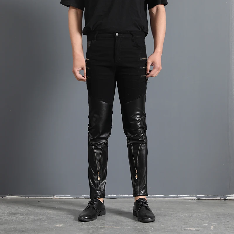 Men`s Gothic Rock Punk Hip Hop Concerts Faux Leather Slim Leisure Stretch skull Zippers Motocycle Rider Biker Pants Trousers
Men`s Gothic Rock Punk Hip Hop Concerts Faux Leather Slim Leisure Stretch skull Zippers Motocycle Rider Biker Pants Trousers