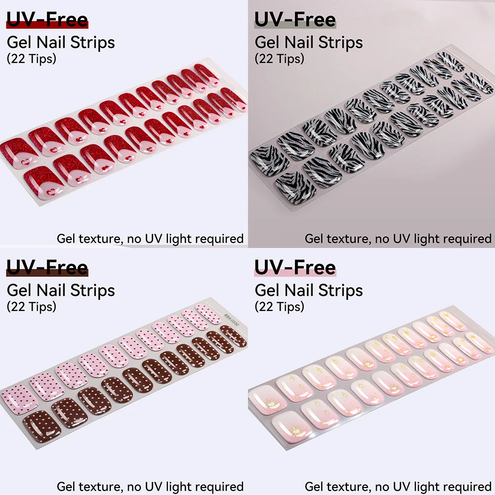 UV Free Gel Nail Strips - 22 tips Long Lasting Gel Polish Stickers Waterproof Nails Art Decor - Salon Quality Manicure at Home
UV Free Gel Nail Strips - 22 tips Long Lasting Gel Polish Stickers Waterproof Nails Art Decor - Salon Quality Manicure at Home