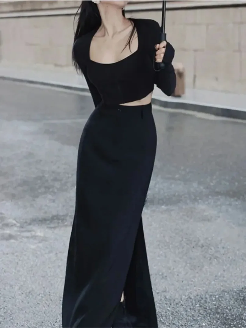 New Elegant Slit Midi Skirts Women Streetwear High Waist Suit Skirt Office Lady Korean Fashion Grey Black Slim Pencil
New Elegant Slit Midi Skirts Women Streetwear High Waist Suit Skirt Office Lady Korean Fashion Grey Black Slim Pencil