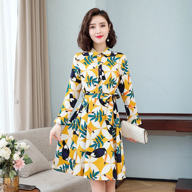 Spring Autumn Korean 5XL Floral Print Belt Chiffon Dress Women Long Sleeve Vestido Elegant Fashion Robe Femme Casual Dresses
Spring Autumn Korean 5XL Floral Print Belt Chiffon Dress Women Long Sleeve Vestido Elegant Fashion Robe Femme Casual Dresses