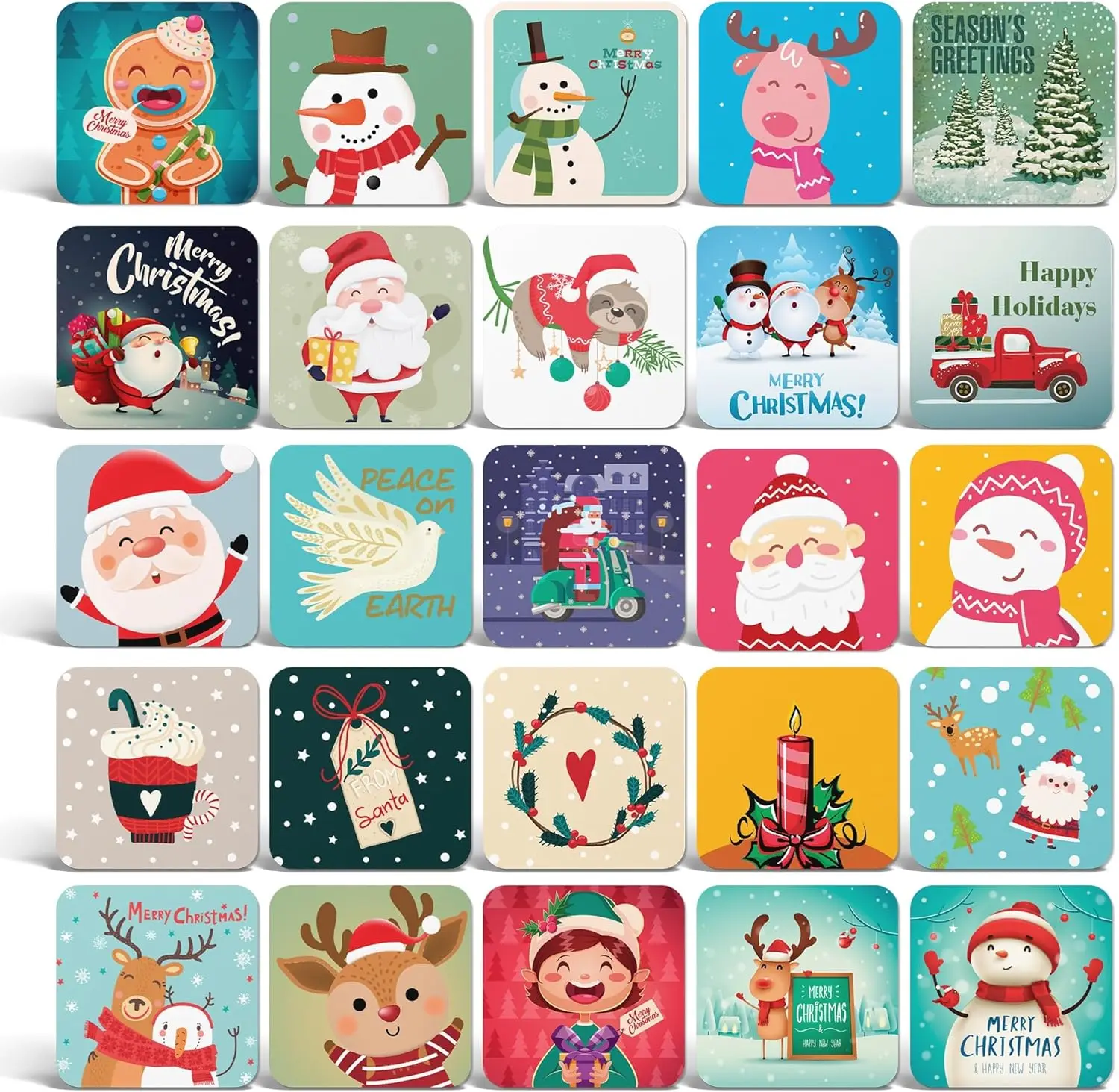 Mini Christmas Cards & Envelopes, 3x3 inch, 25 Unique Designs with Red & Green Envelopes, Small Gift Cards (25 Pack)
Mini Christmas Cards & Envelopes, 3x3 inch, 25 Unique Designs with Red & Green Envelopes, Small Gift Cards (25 Pack)