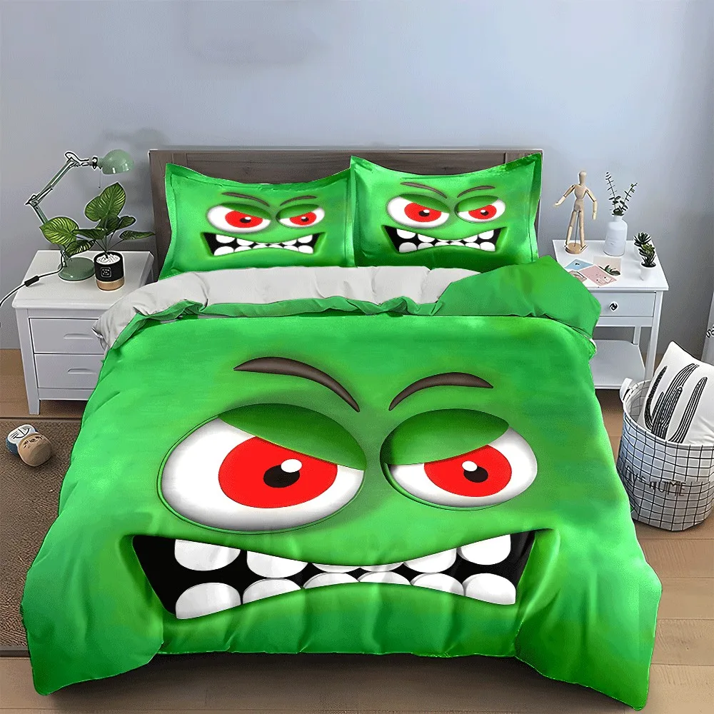 "Playful Green Monster Decoration Set" Exquisite three-piece bedding set gift for kids and adults
"Playful Green Monster Decoration Set" Exquisite three-piece bedding set gift for kids and adults