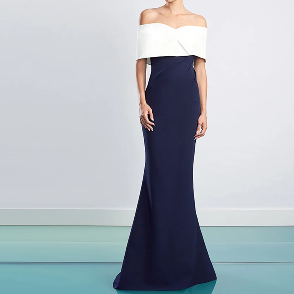 Dark Blue Strapless Off the Shoulder Backless Mermaid Jersey Floor Length Zipper Back Sweep Train Elegant Luxury Evening Dress
Dark Blue Strapless Off the Shoulder Backless Mermaid Jersey Floor Length Zipper Back Sweep Train Elegant Luxury Evening Dress