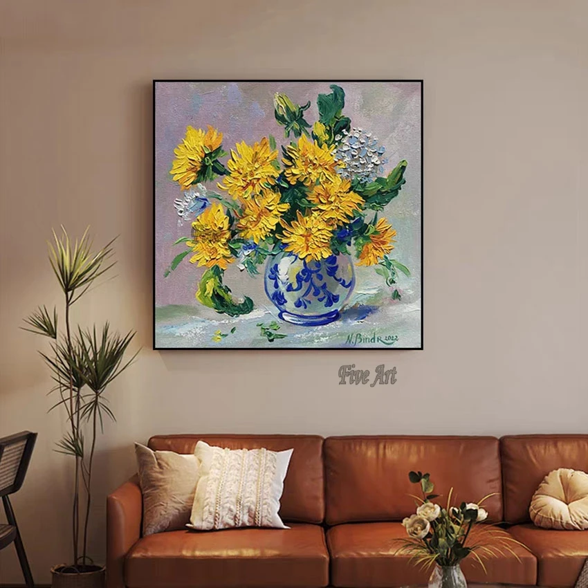 Wall Decorations For Living Room Palette Knife Yellow Flower Modern Canvas Flower Vase Oil Painting Art Pictures Handmade
Wall Decorations For Living Room Palette Knife Yellow Flower Modern Canvas Flower Vase Oil Painting Art Pictures Handmade
