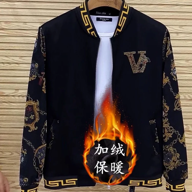 Мужская куртка на флисовой подкладке для осени и зимы, модная, с принтом, стразами, повседневная, высококачественная, в уличном стиле, с длинными рукавами
Мужская куртка на флисовой подкладке для осени и зимы, модная, с принтом, стразами, повседневная, высококачественная, в уличном стиле, с длинными рукавами