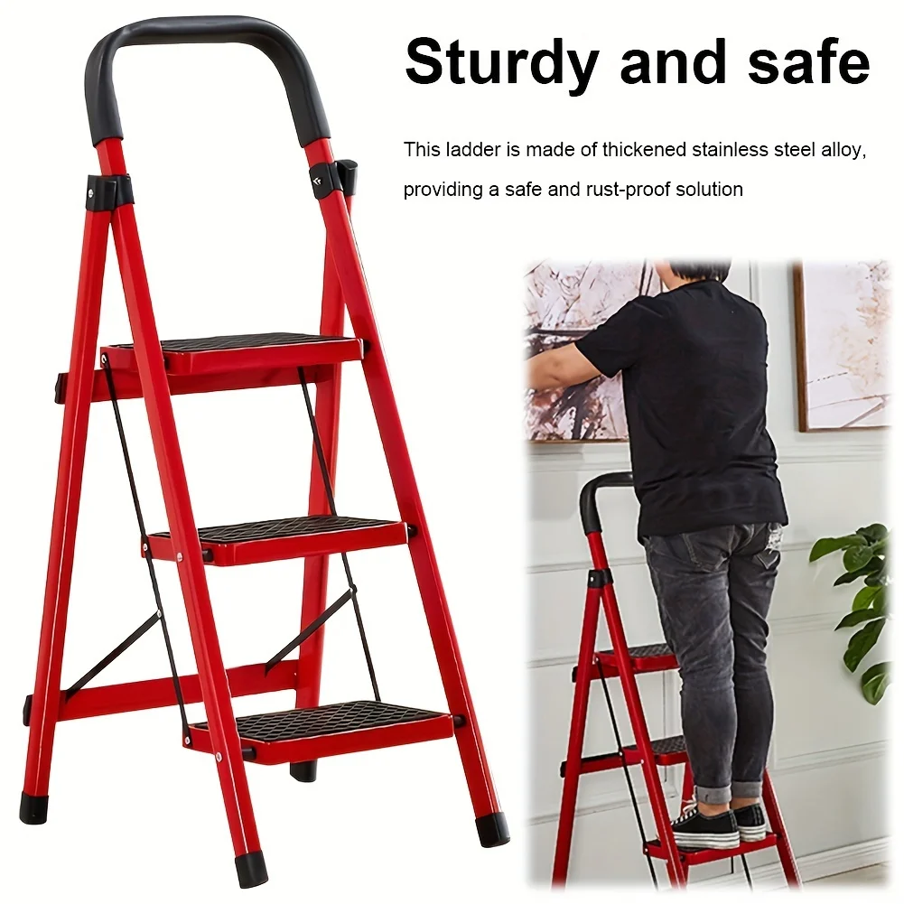 Foldable Ladder - Sturdy Steel with Wide Anti-Slip Pedal, Portable Lightweight Step Stool for Indoor And Outdoor Use
Foldable Ladder - Sturdy Steel with Wide Anti-Slip Pedal, Portable Lightweight Step Stool for Indoor And Outdoor Use