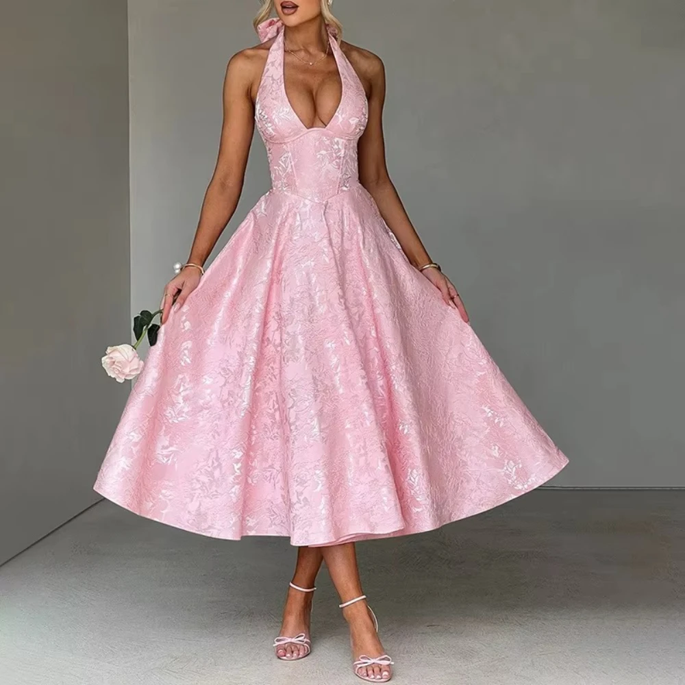 V-Neck Prom Dresses Knee-Length Satin Sleeveless Backless Dress Exquisite High Quality Evening Party Gowns for Women Customized 
V-Neck Prom Dresses Knee-Length Satin Sleeveless Backless Dress Exquisite High Quality Evening Party Gowns for Women Customized