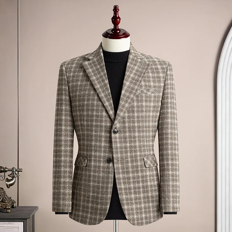Vintage 50% Wool Plaid Blazer Jackets For Man High Quality Business Casual Formal Wear Men's Blazers Jacket Slim Fit Suit Coats
Vintage 50% Wool Plaid Blazer Jackets For Man High Quality Business Casual Formal Wear Men's Blazers Jacket Slim Fit Suit Coats