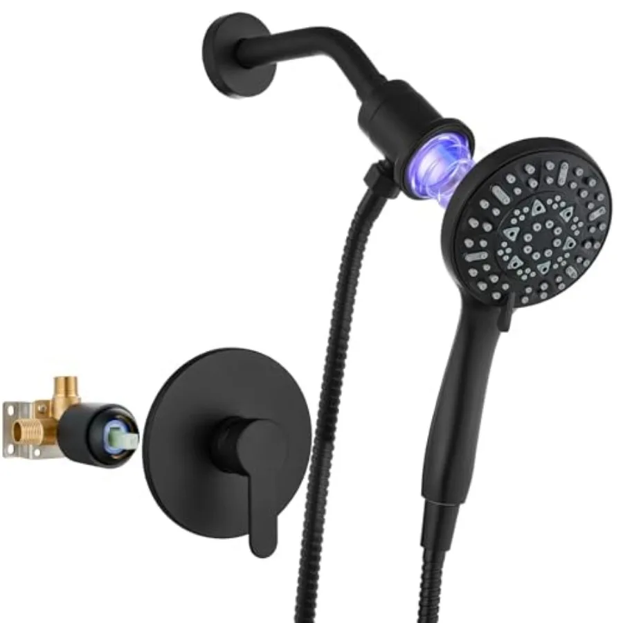 Shower Valve and Trim Kit with Magnetic 5-Function Handheld Shower Faucet Set with Rough-in Valve Trim Kit