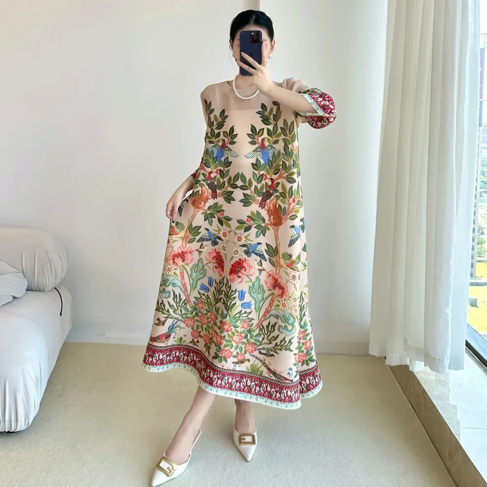 HANGXI Miyake винтажное платье с принтом, простые летние повседневные плиссированные платья с семью рукавами
HANGXI Miyake винтажное платье с принтом, простые летние повседневные плиссированные платья с семью рукавами