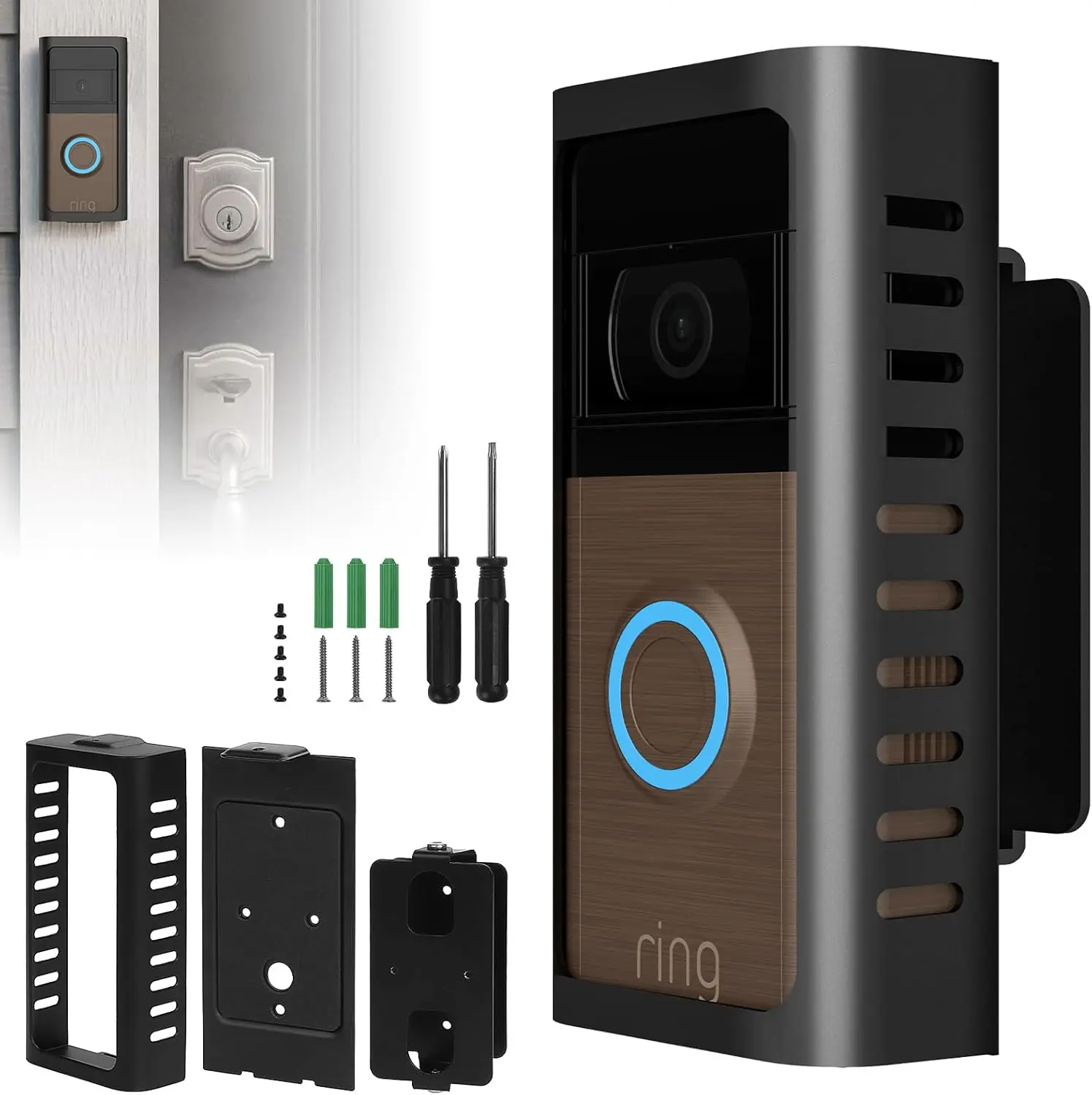Steel Metal Ring Doorbell Mount with Adjustable Angle (45-135°) Anti-Theft Bracket for Ring Video Doorbells
Steel Metal Ring Doorbell Mount with Adjustable Angle (45-135°) Anti-Theft Bracket for Ring Video Doorbells
