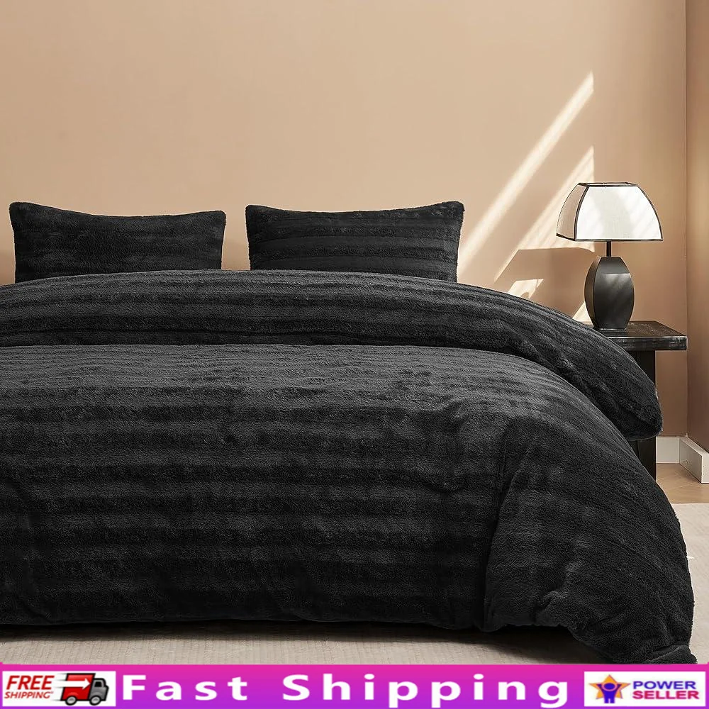 Fluffy Duvet Cover Set Queen 3pcs Microfiber Striped Soft Comforter Cover Faux Fur Bedding Zipper Closure Machine Washable
Fluffy Duvet Cover Set Queen 3pcs Microfiber Striped Soft Comforter Cover Faux Fur Bedding Zipper Closure Machine Washable