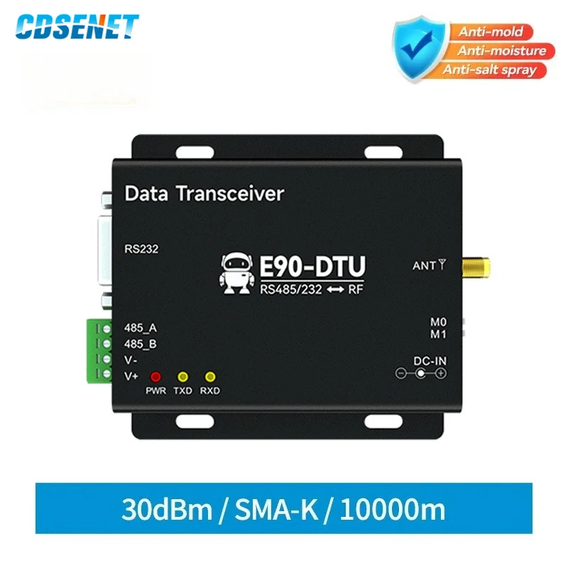 E90-DTU(900SL30) Реле LoRa RS232 RS485 868 МГц 915 МГц 1 Вт Приемопередатчик и приемник Modbus дальнего действия Беспроводной радиочастотный приемопередатчик RSSI
E90-DTU(900SL30) Реле LoRa RS232 RS485 868 МГц 915 МГц 1 Вт Приемопередатчик и приемник Modbus дальнего действия Беспроводной радиочастотный приемопередатчик RSSI