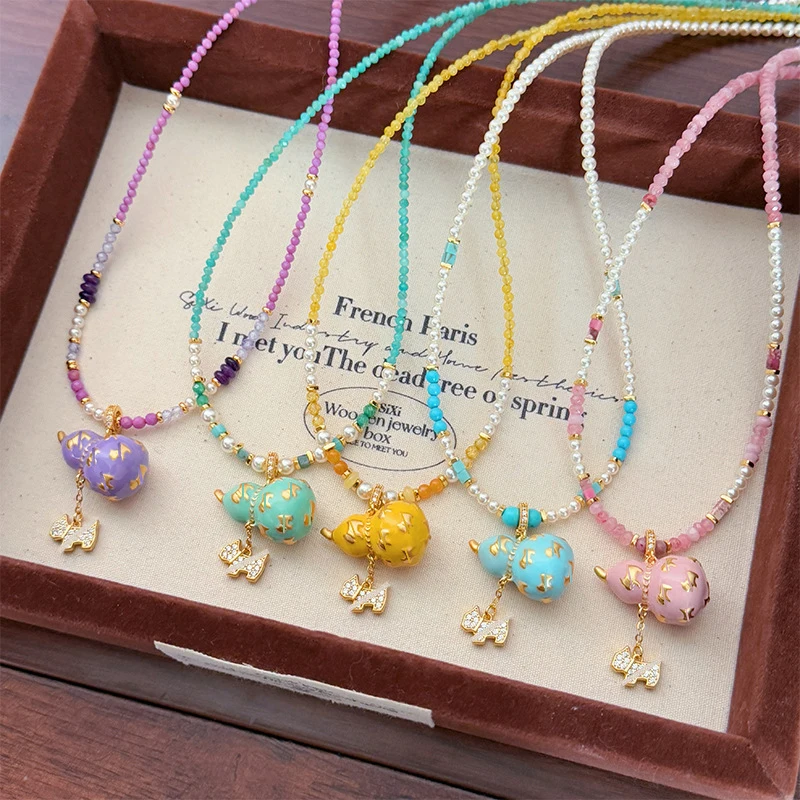 Fashionable Colorful Dopamine Oil Drop Enamel Zircon Puppy Gourd Necklace Light Luxury Niche Long Sweater Chain
Fashionable Colorful Dopamine Oil Drop Enamel Zircon Puppy Gourd Necklace Light Luxury Niche Long Sweater Chain