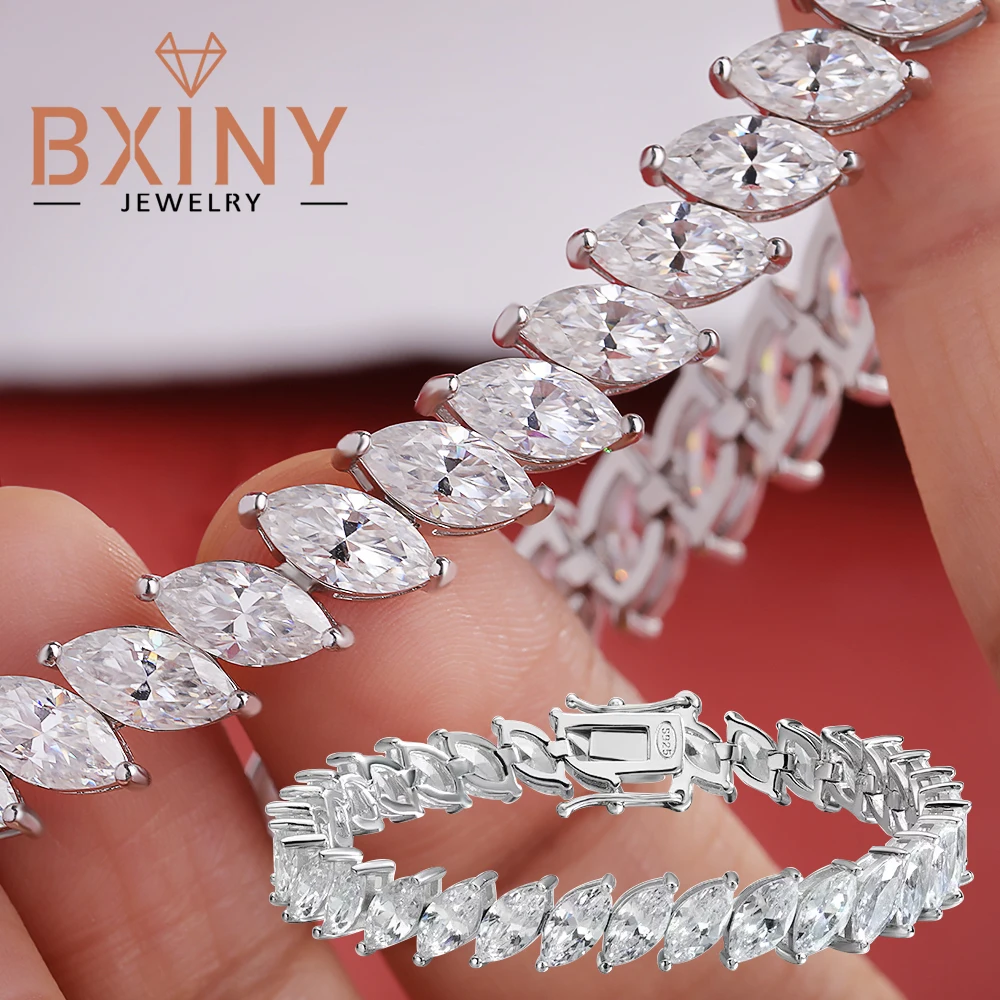 BXINY GRA сертифицированный маркизовый огранка, теннисный браслет из муассанита, серебро S925, для женщин, лабораторная цепочка с бриллиантами, ручная цепочка, роскошный подарок, ювелирные изделия
BXINY GRA сертифицированный маркизовый огранка, теннисный браслет из муассанита, серебро S925, для женщин, лабораторная цепочка с бриллиантами, ручная цепочка, роскошный подарок, ювелирные изделия