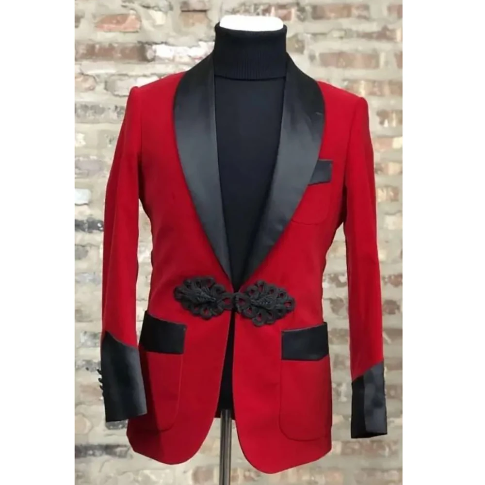 Luxury Red Men's Suits Blazer Formal Single Breasted Black Shawl Lapel Slim Fit Male Clothing Customzied 1 Piece Jacket Outfits
Luxury Red Men's Suits Blazer Formal Single Breasted Black Shawl Lapel Slim Fit Male Clothing Customzied 1 Piece Jacket Outfits