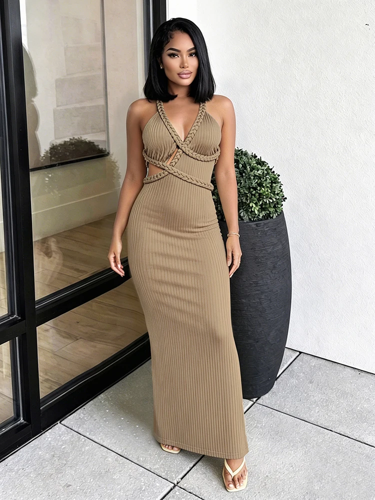Kliou Irregular Hollow Long Dress Woman Summer Trend V-Neck Cross Twist Bandage Backless Vacation Beach Party Elegant Vestidos
Kliou Irregular Hollow Long Dress Woman Summer Trend V-Neck Cross Twist Bandage Backless Vacation Beach Party Elegant Vestidos