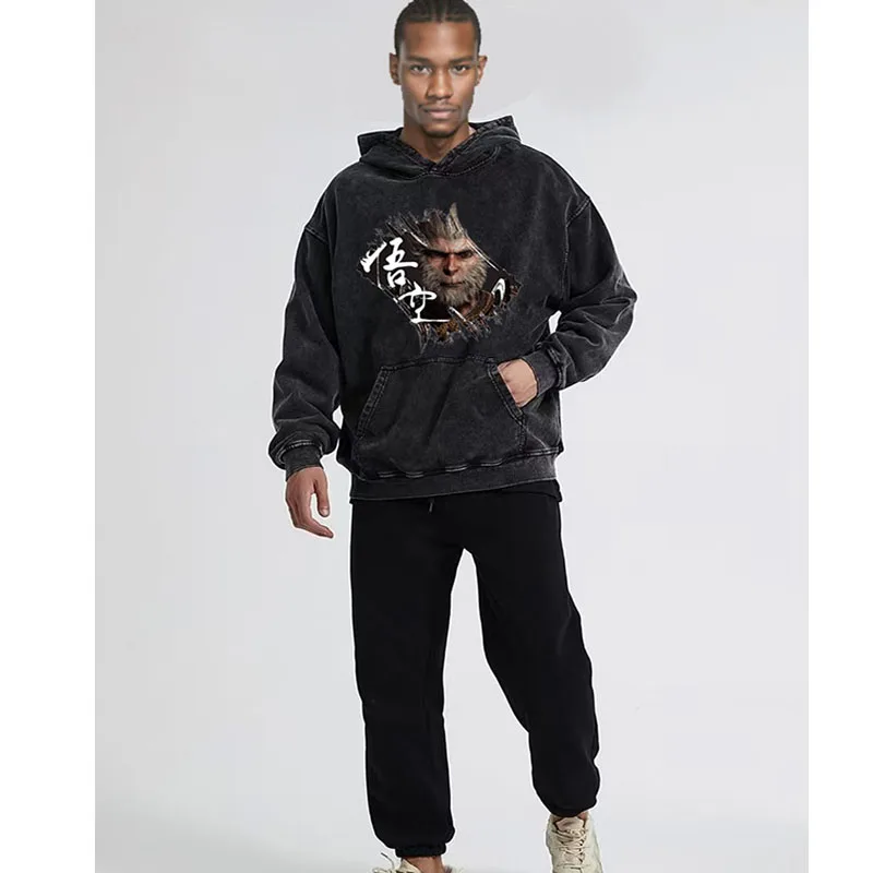 Game original work: Black Myth Wukong washed hoodie Harajuku hoodie pure cotton100% sportswear suitable for both men and women
Game original work: Black Myth Wukong washed hoodie Harajuku hoodie pure cotton100% sportswear suitable for both men and women
