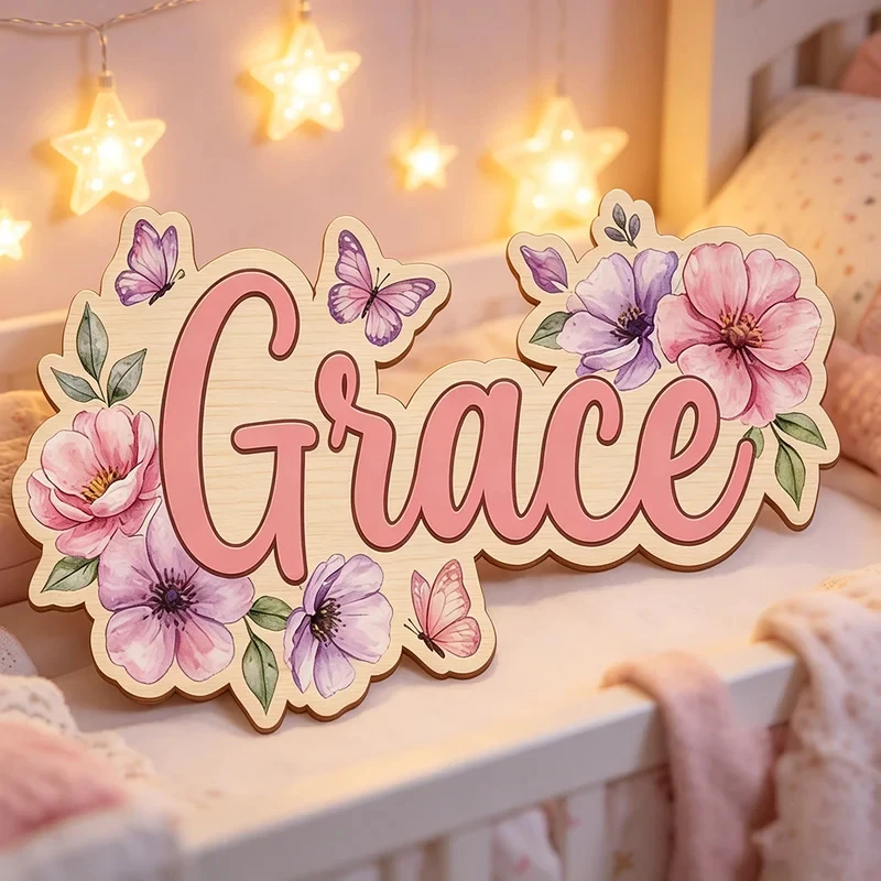 Custom Wooden Name Tag Pink Purple Wildflower Butterfly Watercolor Boho Princess Decor for Nursery Bedroom Personalized Gift
Custom Wooden Name Tag Pink Purple Wildflower Butterfly Watercolor Boho Princess Decor for Nursery Bedroom Personalized Gift