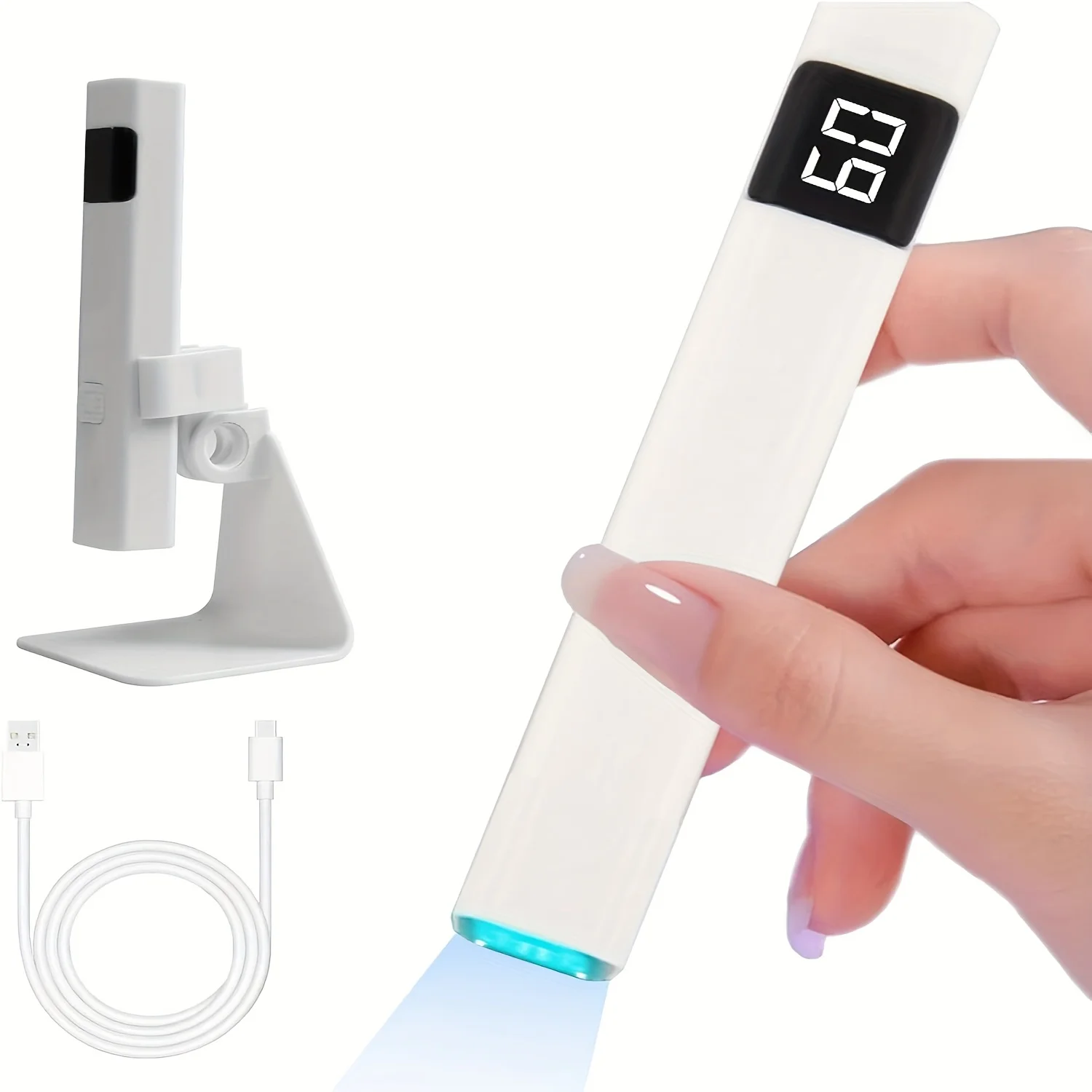 Handheld UV Light for Nails Mini Nail Dryer LED Light with Stand LCD Screen with 3 Timer Cordless Rechargeable USB Gel Lamp
Handheld UV Light for Nails Mini Nail Dryer LED Light with Stand LCD Screen with 3 Timer Cordless Rechargeable USB Gel Lamp